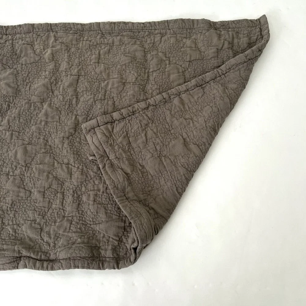 Restoration Hardware Single Pillow Cover Grey-Green Textured 100% Cotton Zip